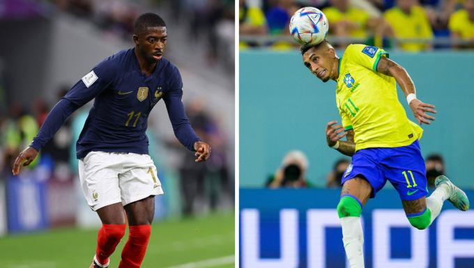 Ousmane Dembélé y Raphinha, con Francia y Brasil en el Mundial (Fotos: Cordon Press).
