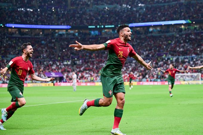 Gonçalo Ramos celebrando su primer gol con Portugal (Foto: Cordon Press).