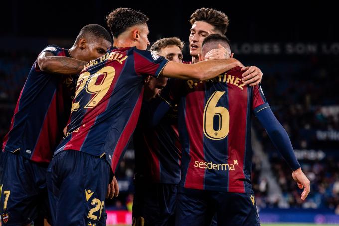 El Levante celebra el gol ante el Andorra en la Copa del Rey. (Foto: LUD)
