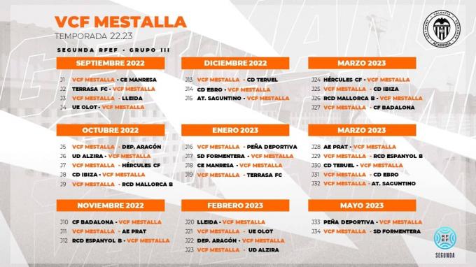 Calendario del VCF Mestalla