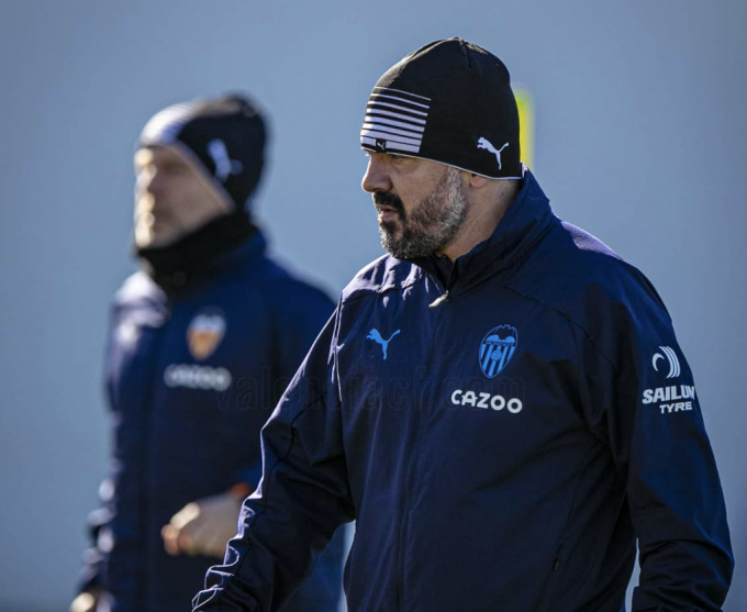 Gattuso en el entrenamiento del Valencia CF