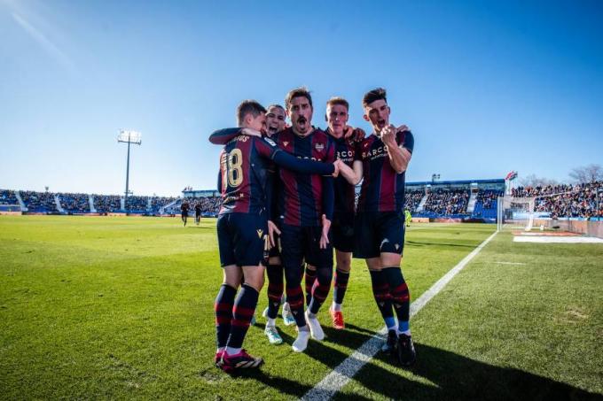 El Levante celebra el gol ante el Leganés (Foto: LUD)