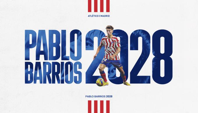Pablo Barrios renueva hasta 2028 con el Atlético de Madrid.