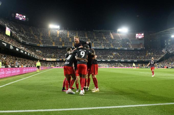 Celebración de un gol en la eliminatoria de Copa ante el Valencia CF en Mestalla (Foto: Athletic Club).