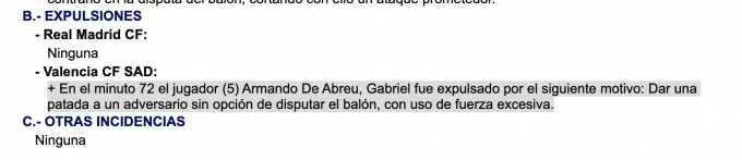El acta de Gabriel Paulista