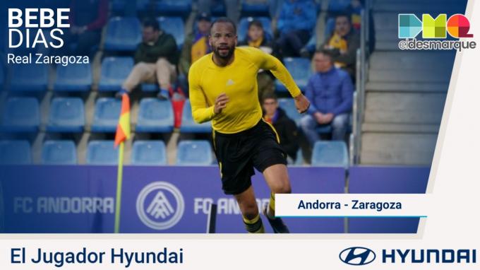Bebé, jugador Hyundai del Andorra - Real Zaragoza.