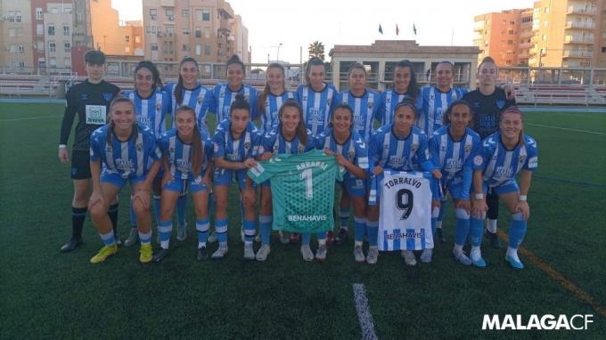 Las jugadoras del Málaga Femenino en Almería (Foto: MCFF).