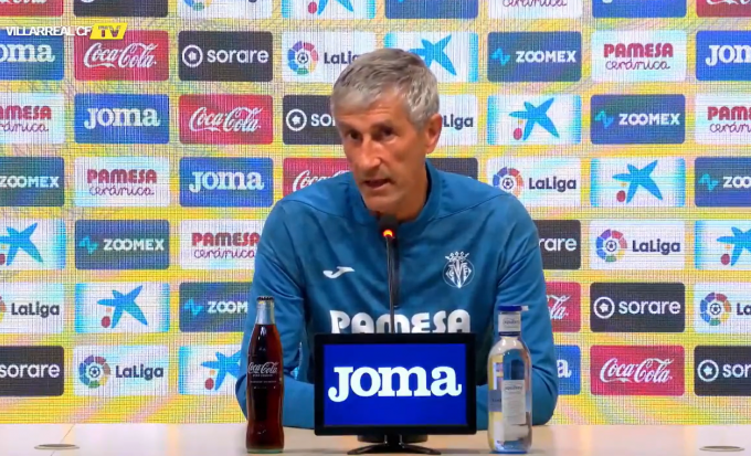 Quique Setién, en rueda de prensa con el Villarreal.