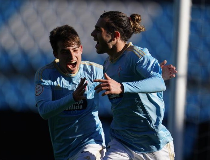 Raúl Blanco y Miguel Rodríguez celebran un gol (Foto: RC Celta).