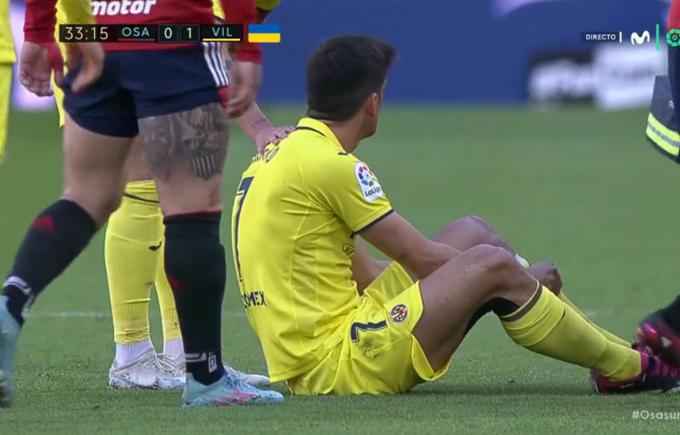 Gerard Moreno se lesionó en el Villarreal-Osasuna.