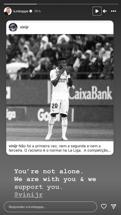La historia de Kylian Mbappé apoyando a Vinicius (Foto: Instagram)