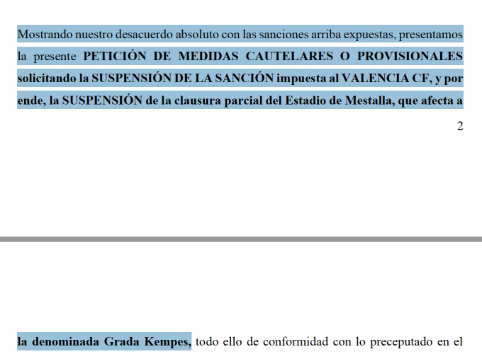 Petición de suspensión cautelar