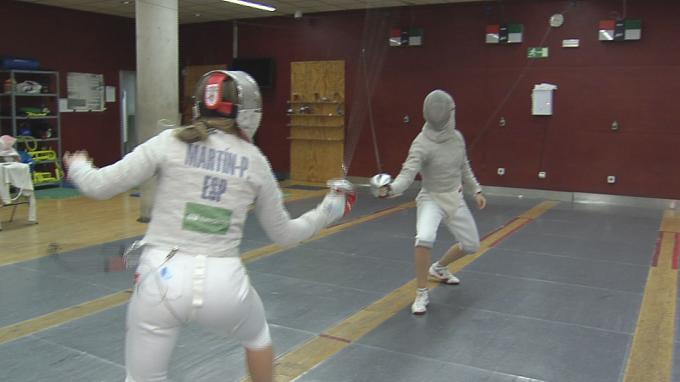 Lucía Martín-Portugués entrenando junto a una de sus compañeras.