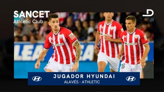 El navarro Oihan Sancet ha sido el jugador Hyundai en el Deportivo Alavés - Athletic Club.