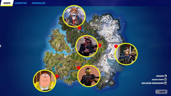 Las ubicaciones de los jefes de Fortnite Capítulo 5 - Temporada 1