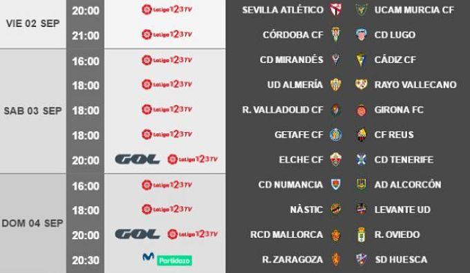 Horario y Fecha Jornada 3 | Segunda División 123 2016-2017