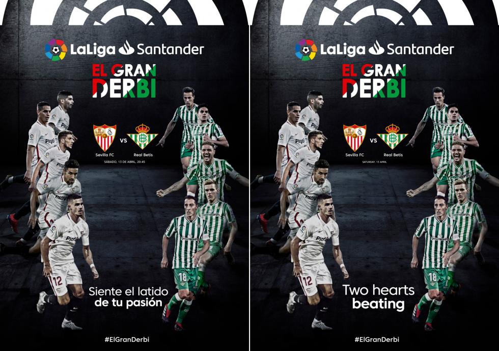 Los carteles de LaLiga para ElGranDerbi, en español y en inglés.