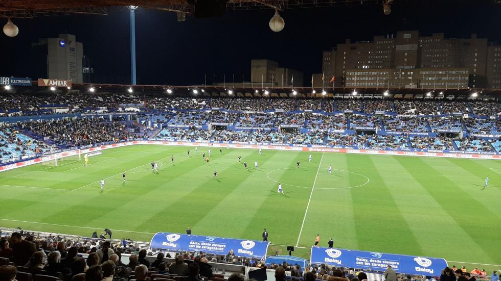 Una imagen del Real Zaragoza en La Romareda esta temporada.