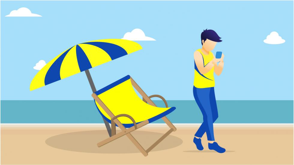 'Selu' aprovecharía la app de Movistar+ para ver el fútbol en la playa.