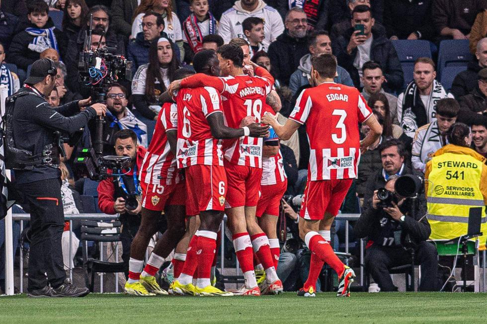 Celebración indálica en el Santiago Bernabéu. (Foto: UDA).