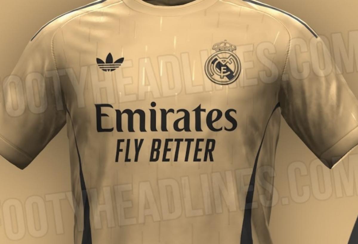 La nueva camiseta del Real Madrid para 2024 es dorada y tiene un nuevo  escudo