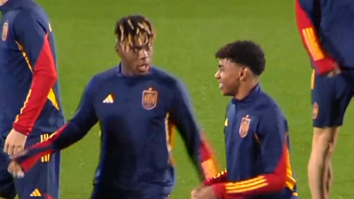 Lamine Yamal se olvida de Lewandowski con las bromas de Iñaki Williams