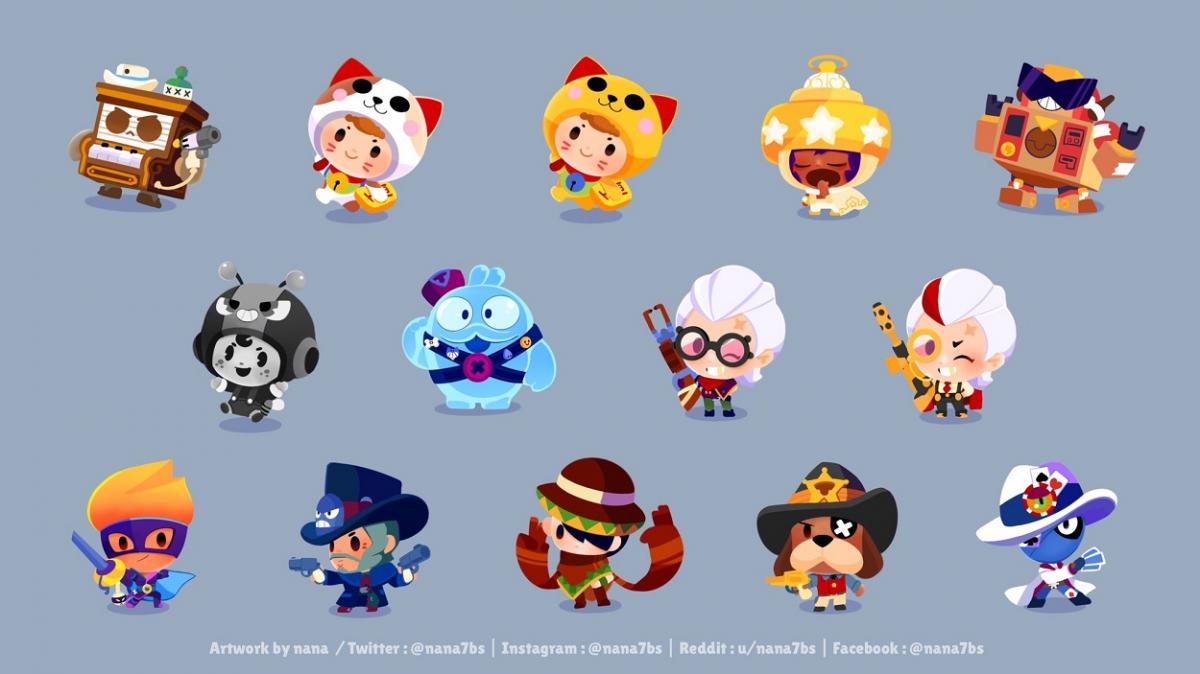 La versión mini de las 14 skins de la Temporada 6 de Brawl Stars