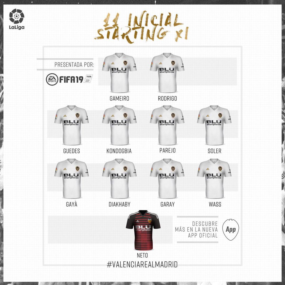 Once del Valencia CF contra el Real Madrid Jornada 30